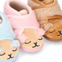 New Wool knit ankle home shoes with velcro strap and little SHEEP design.