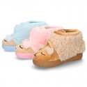 New Wool knit ankle home shoes with velcro strap and little SHEEP design.