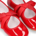 Ballet flat or little Mary Jane shoes Angel style in RED patent leather.