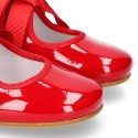 Ballet flat or little Mary Jane shoes Angel style in RED patent leather.