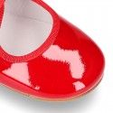 Ballet flat or little Mary Jane shoes Angel style in RED patent leather.