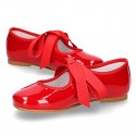 Ballet flat or little Mary Jane shoes Angel style in RED patent leather.