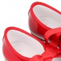 Ballet flat or little Mary Jane shoes Angel style in RED patent leather.