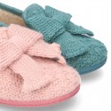 New Wool knit home shoes with RIBBON design.