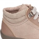 Suede leather ankle boots mountain style for kids.