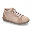 Suede leather ankle boots mountain style for kids.