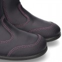 New washable leather boot shoes with zipper closure, reinforced toe cap and BUTTERFLY design.