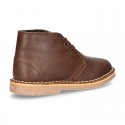 Classic kids Safari boots with faux fur lining in tanned nappa leather.