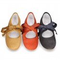 New SOFT SUEDE leather little Mary Jane shoes angel style in fall colors.