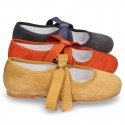 New SOFT SUEDE leather little Mary Jane shoes angel style in fall colors.