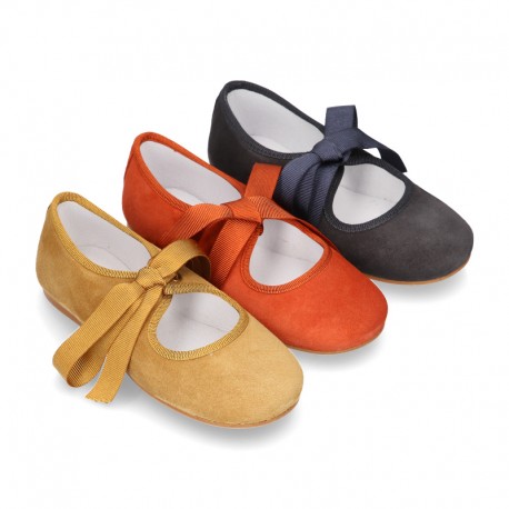 New SOFT SUEDE leather little Mary Jane shoes angel style in fall colors.