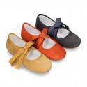 New SOFT SUEDE leather little Mary Jane shoes angel style in fall colors.