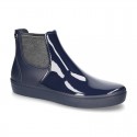 SHINY Ankle rain boots with elastic band and SNEAKER DESIGN.