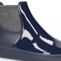 SHINY Ankle rain boots with elastic band and SNEAKER DESIGN.