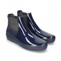 SHINY Ankle rain boots with elastic band and SNEAKER DESIGN.