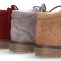 Suede leather SPORT English style ankle boots with mountain soles.