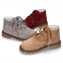 Suede leather SPORT English style ankle boots with mountain soles.