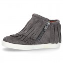 New Sneaker style ankle boots with fringed design in suede leather.