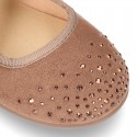 New Autumn winter canvas Mary Janes with ties closure and CRYSTALS design.