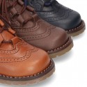 Nappa leather SPORT English style ankle boots with mountain soles.