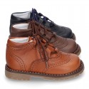 Nappa leather SPORT English style ankle boots with mountain soles.