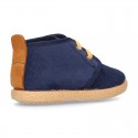 Autumn winter canvas casual ankle boots with fake hair lining.