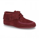 Little Ankle boot shoes Wallabee style in suede leather.