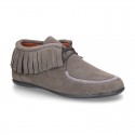 Little Ankle boot shoes Wallabee style in suede leather.