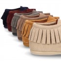Little Ankle boot shoes Wallabee style in suede leather.