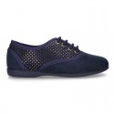 New Autumn winter little laces up shoes with dots canvas design.