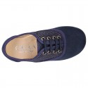 New Autumn winter little laces up shoes with dots canvas design.