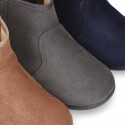 New Ankle boot shoes with VELVET BOW in Serratex autumn-winter canvas.