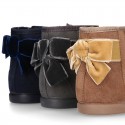 New Ankle boot shoes with VELVET BOW in Serratex autumn-winter canvas.