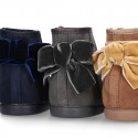 New Ankle boot shoes with VELVET BOW in Serratex autumn-winter canvas.
