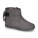 New Ankle boot shoes with VELVET BOW in Serratex autumn-winter canvas.