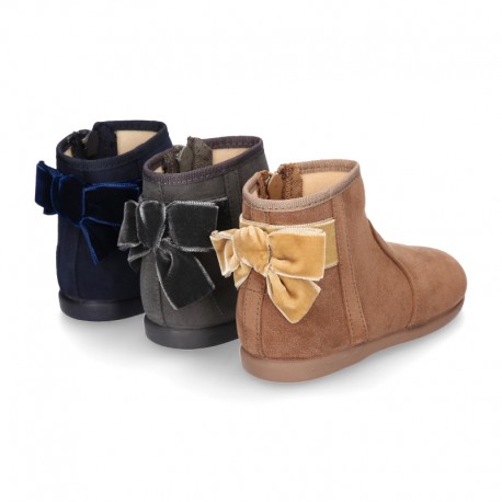 New Ankle boot shoes with VELVET BOW in Serratex autumn-winter canvas.