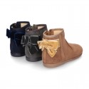 New Ankle boot shoes with VELVET BOW in Serratex autumn-winter canvas.