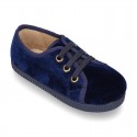 Casual BAMBA type shoes with in velvet canvas.