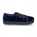 Casual BAMBA type shoes with in velvet canvas.