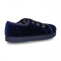 Casual BAMBA type shoes with in velvet canvas.