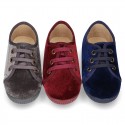 Casual BAMBA type shoes with in velvet canvas.