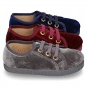 Casual BAMBA type shoes with in velvet canvas.