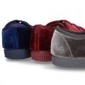 Casual BAMBA type shoes with in velvet canvas.