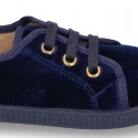 Casual BAMBA type shoes with in velvet canvas.