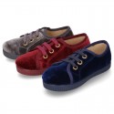 Casual BAMBA type shoes with in velvet canvas.