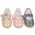 New Classic Patent leather little Mary Jane shoes with velcro strap and ribbon.