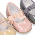 New Classic Patent leather little Mary Jane shoes with velcro strap and ribbon.