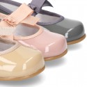 New Classic Patent leather little Mary Jane shoes with velcro strap and ribbon.