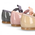 New Classic Patent leather little Mary Jane shoes with velcro strap and ribbon.