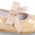 New Classic Patent leather little Mary Jane shoes with velcro strap and ribbon.